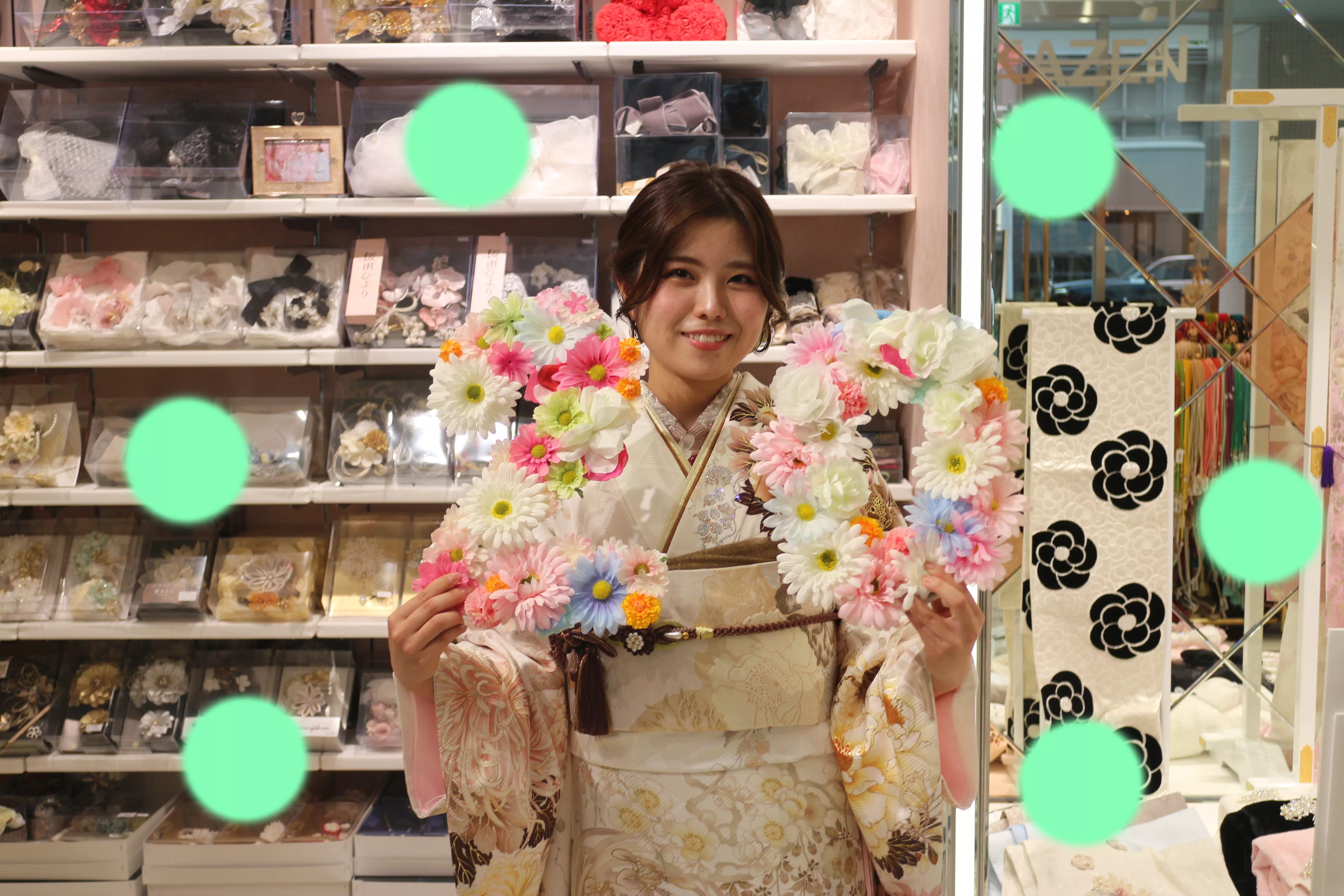 TAKAZEN神戸店　前撮り撮影会　イマドキ　カワイイ　コディネート　振袖　レンタル　袴　