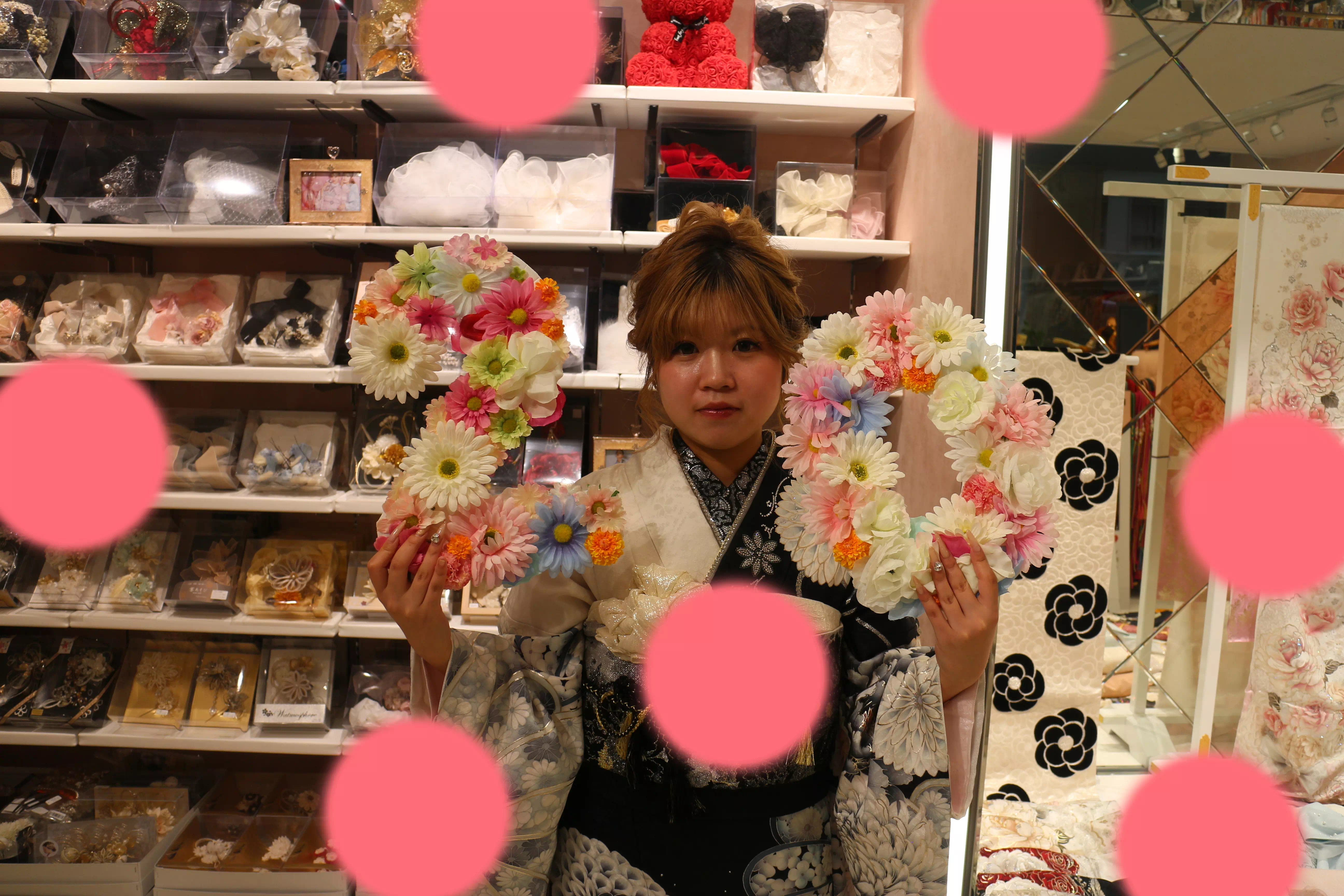 TAKAZEN神戸店　前撮り撮影会　イマドキ　カワイイ　コディネート　振袖　レンタル　袴　