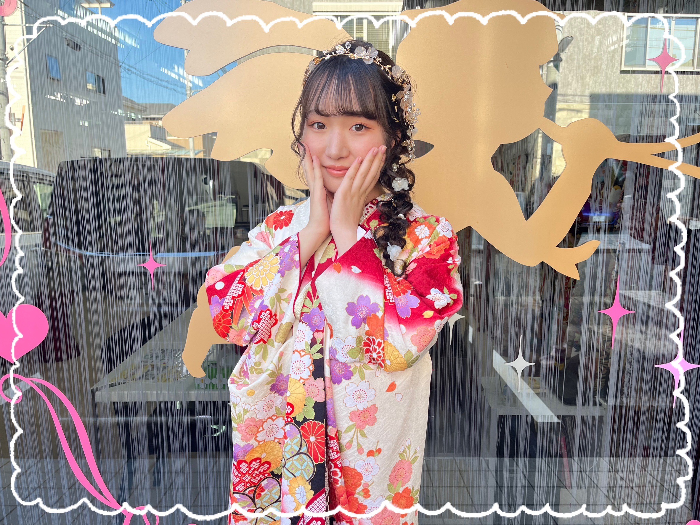 振袖　レンタル　奈良　帯　可愛い　アレンジ　華やか　綺麗　正統派古典　赤/黒/白　御所車柄/牡丹柄　人気　上品　可愛い　伝統的古典　最高級金彩刺繍絞り友禅　IKKO【通販可】32054