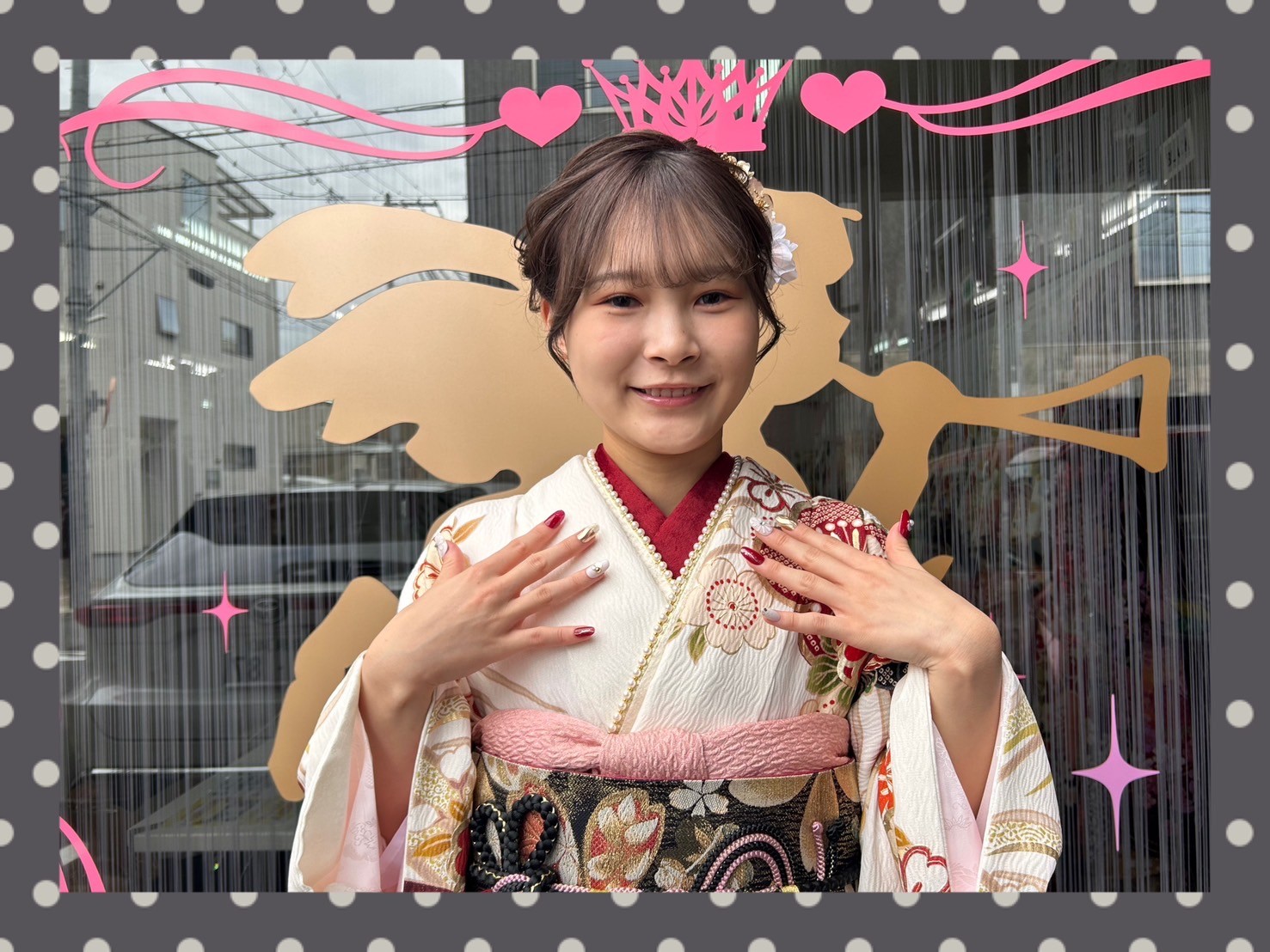 振袖　レンタル　奈良　帯　可愛い　アレンジ　華やか　キレイ　正統派古典　白/黒/赤　菊柄　かわいい　清楚　伝統的　金彩刺繍京友禅　おしとやか【通販可】24046