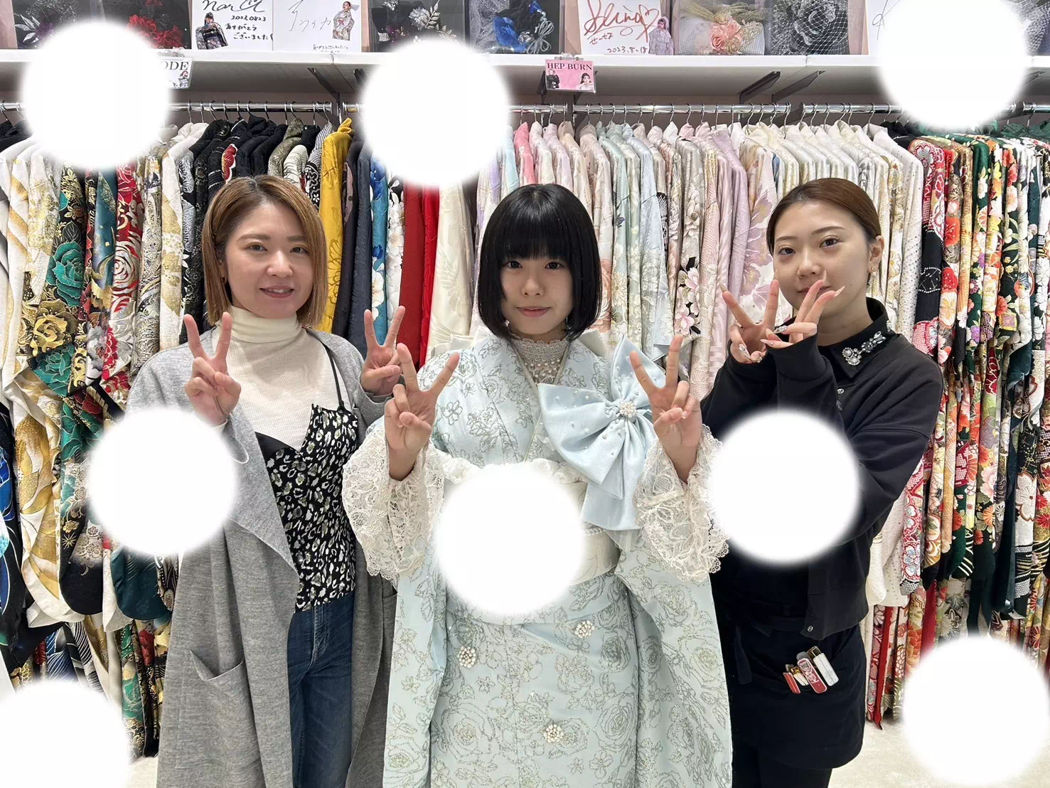TAKAZEN神戸店　　旧居留地店　前撮り撮影会　イマドキ　カワイイ　コディネート　振袖　レンタル　キラキラ　シュシュ