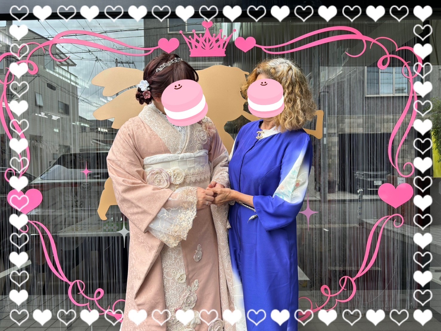 成人式　振袖　前撮り撮影会　奈良　青　ヴィンテージ　カッコいい　シンプル　目立つ　無地　ヘップバーンミニョン　ピンクベージュ　立体花　フレンチガーリー　おしゃれ　かわいい　誰とも被らない　レースインナー/ブーツコーデ　香音【通販可】24008