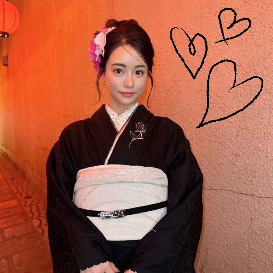 TAKAZEN　タカゼン　振袖レンタル　NILS　キャバ嬢　るなちゃん　のいちゃん　白振袖　黒振袖　ヴィンテージスタイル