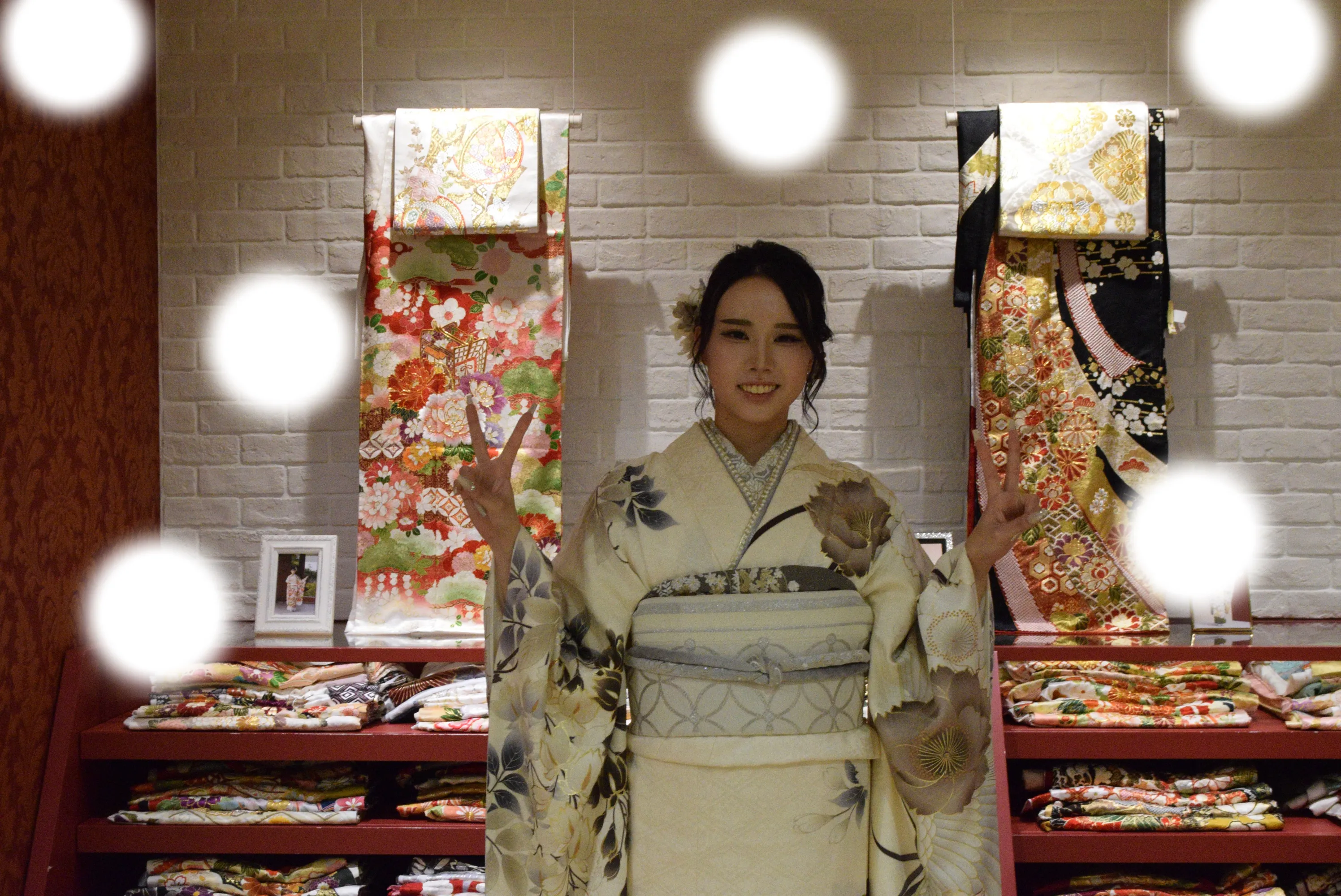 成人式　前撮り　梅田　家族写真　白　綺麗