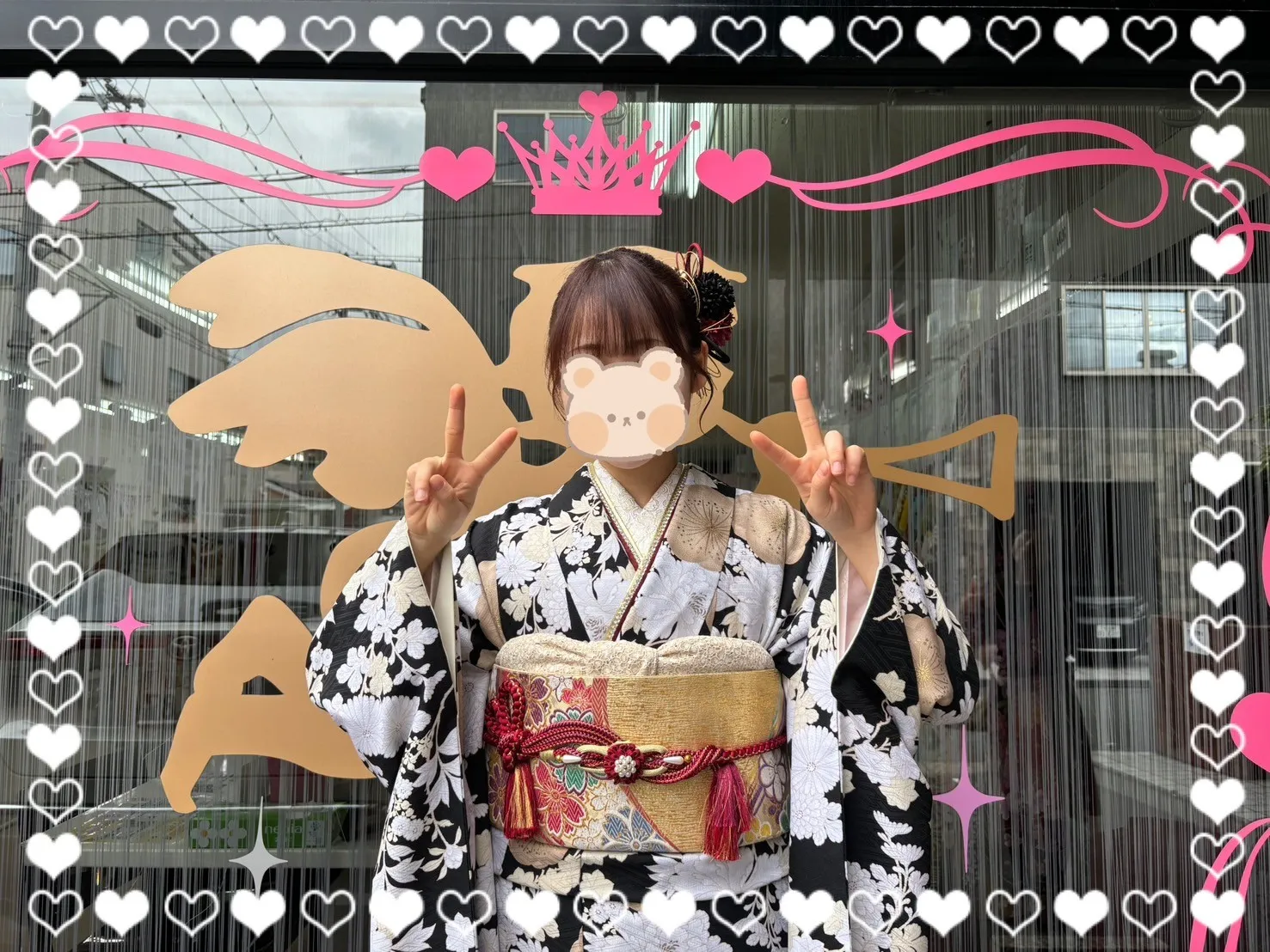成人式　振袖　前撮り撮影会　奈良　ニューくすみレトロ　黒/ベージュ　梅柄/和柄　大人っぽい　落ち着いた　アンティーク調　大正ロマン　南琴奈