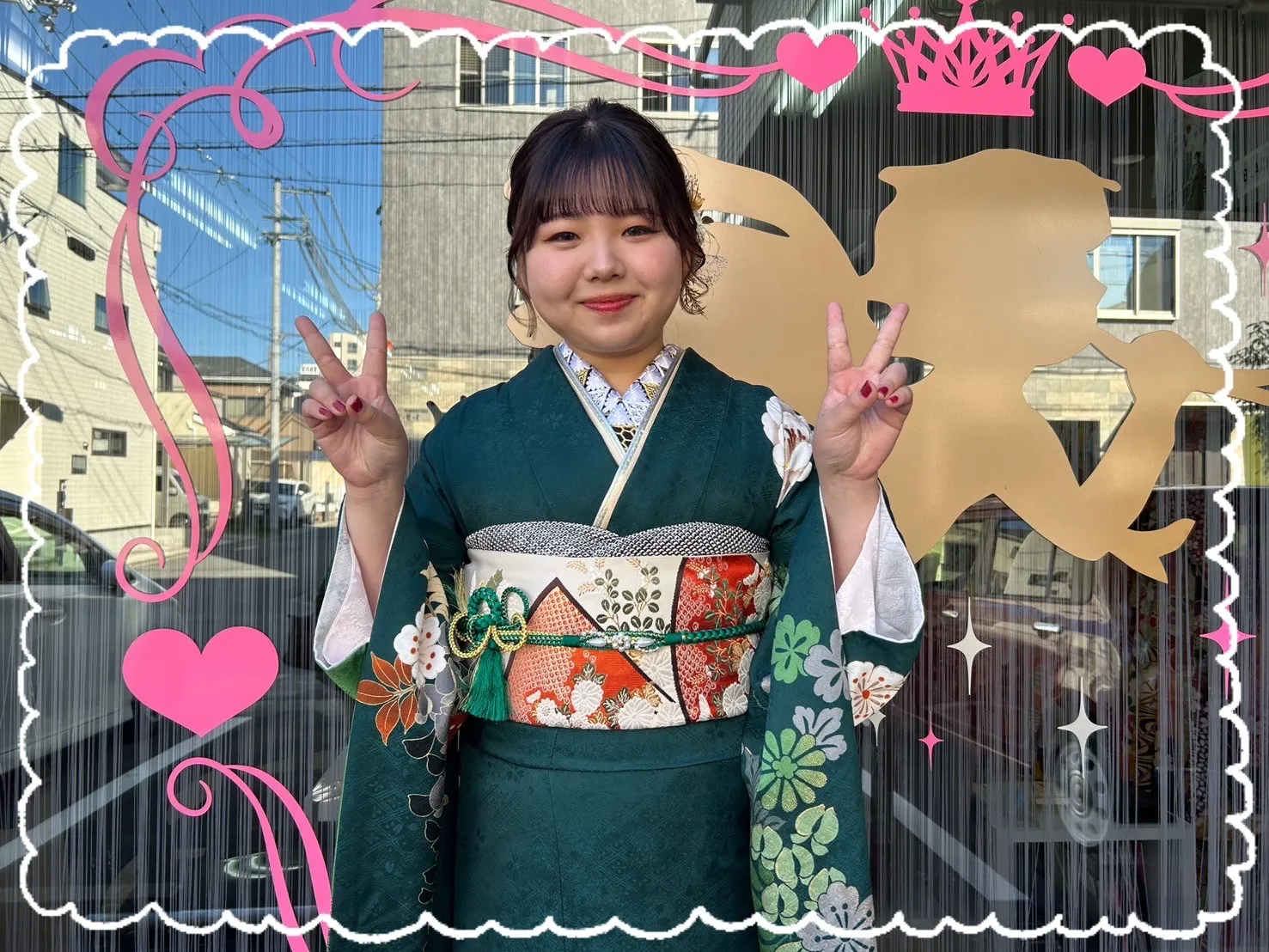 成人式　振袖　前撮り撮影会　可愛い　緑　グリーン　華やか　綺麗