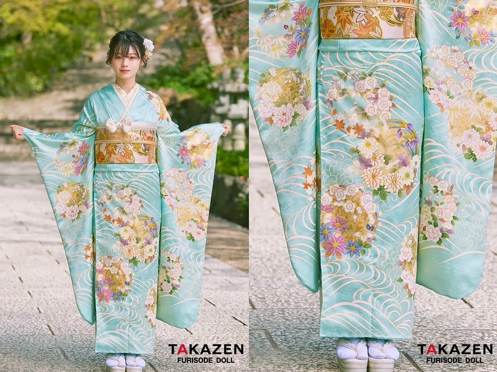 振袖　レンタル　奈良　プレミアム古典　水色　最高級手描友禅/吉澤織物　上品　清楚　綺麗　上質　南琴奈