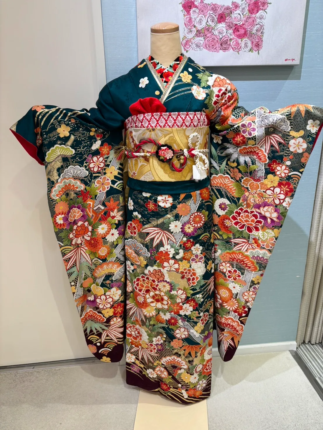 成人式　振袖レンタル　グリーン　緑　定番　王道　かわいい　おしとやか　上品　古典