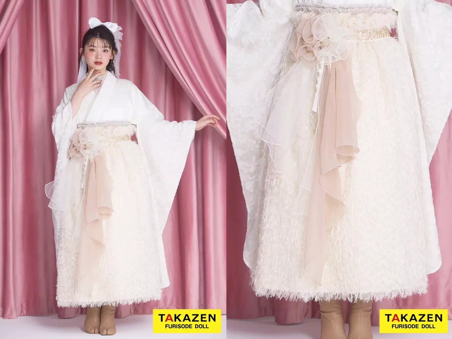 TAKAZEN神戸店　かわいい　レンタル　袴　卒業式　くすみカラー　ドレス袴