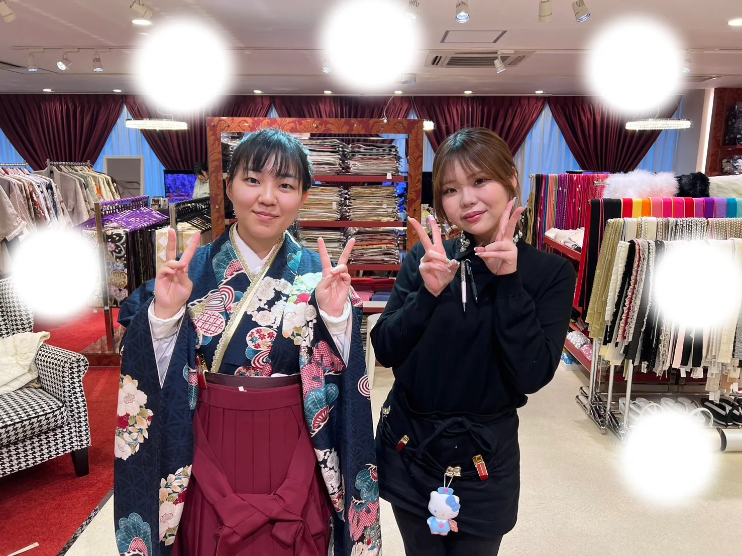 袴　レンタル　古典柄　青　可愛い　レトロ　愛され