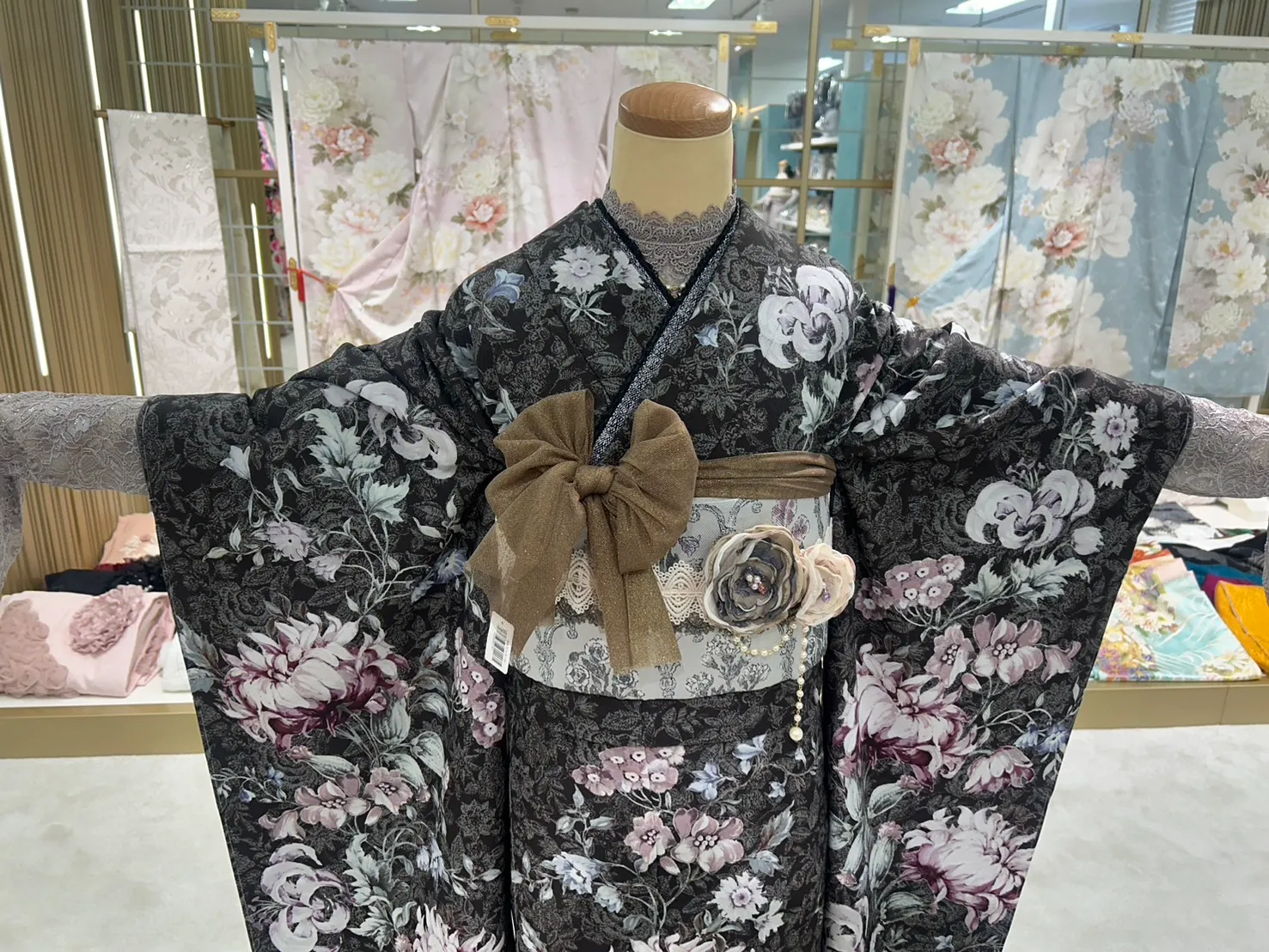 くすみレトロ　フリル　振袖レンタル