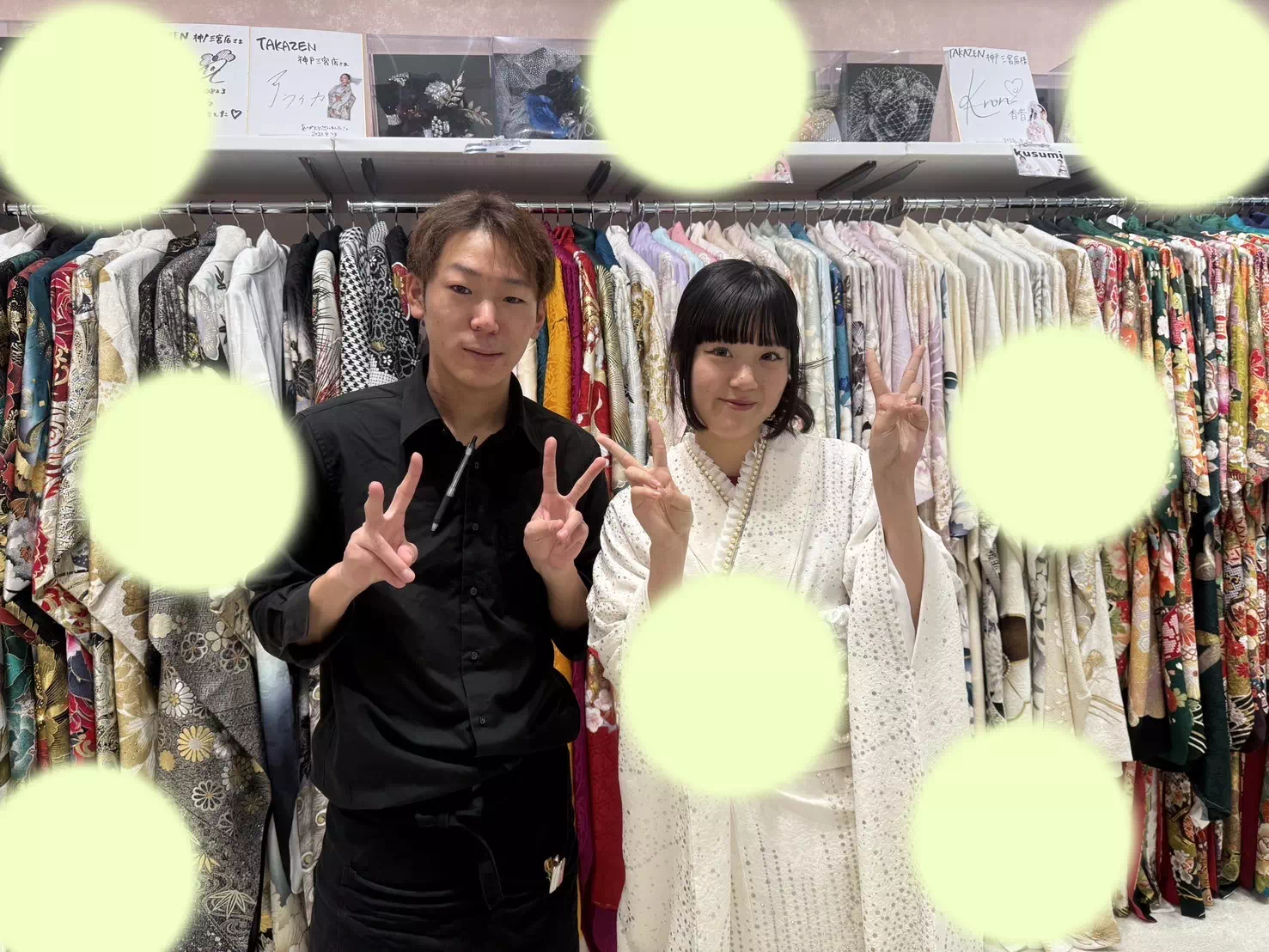 TAKAZEN神戸店　旧居留地　前撮り撮影会　イマドキ　カワイイ　コディネート　振袖　レンタル　白　キラキラ
