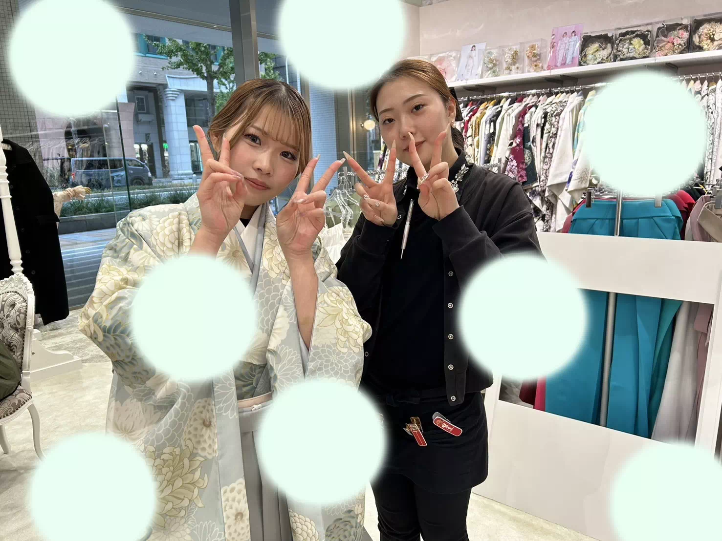 TAKAZEN神戸店　旧居留地　前撮り撮影会　イマドキ　カワイイ　コディネート　振袖　レンタル　袴　卒業式　水色
