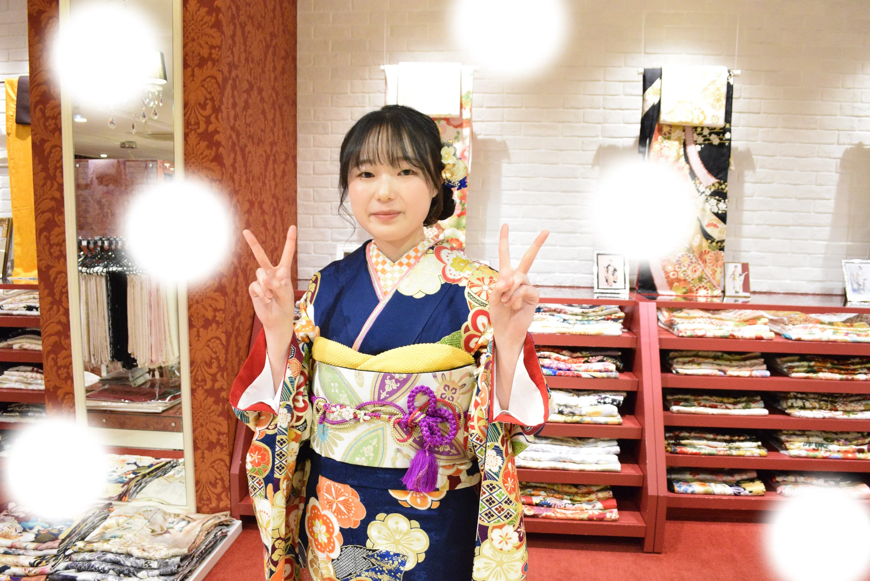 成人式　前撮り　梅田　古典　青　可愛い　家族写真　愛され
