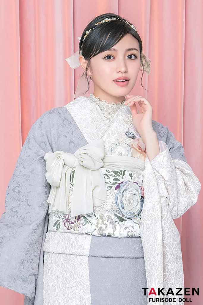 成人式　振袖　フレンチガーリー　グレー