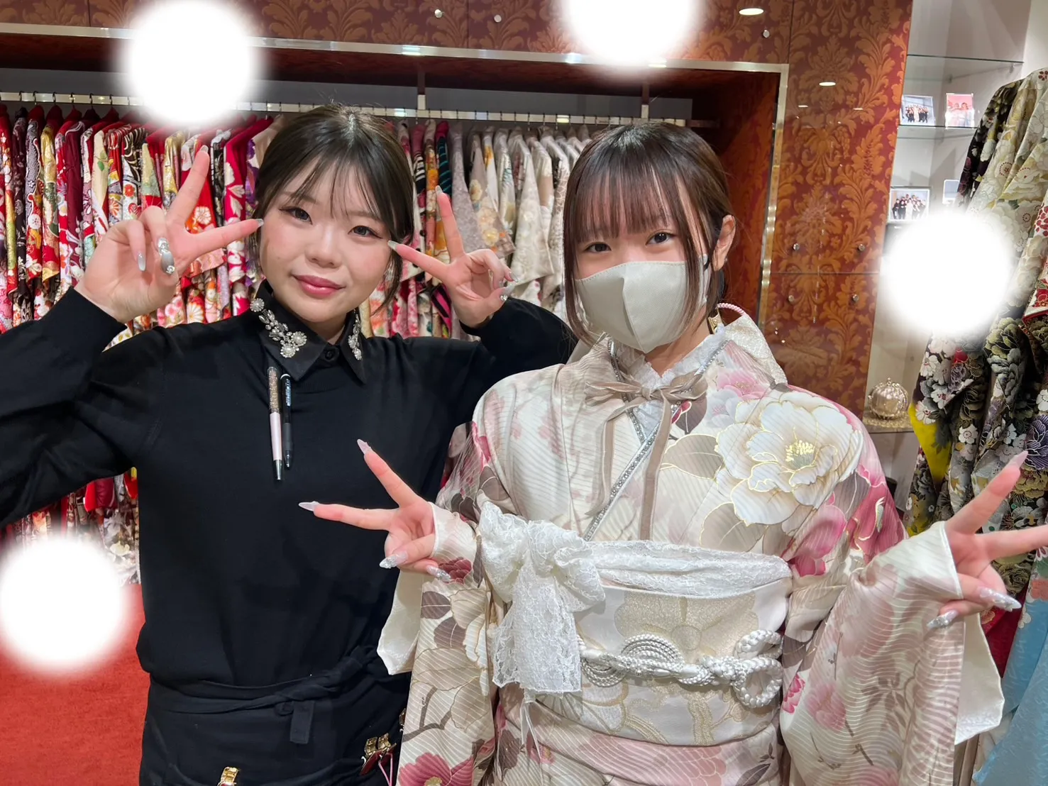 成人式　卒業式　TAKAZEN 袴レンタル　くすみカラー　ピンク　可愛い　イマドキ　リボン