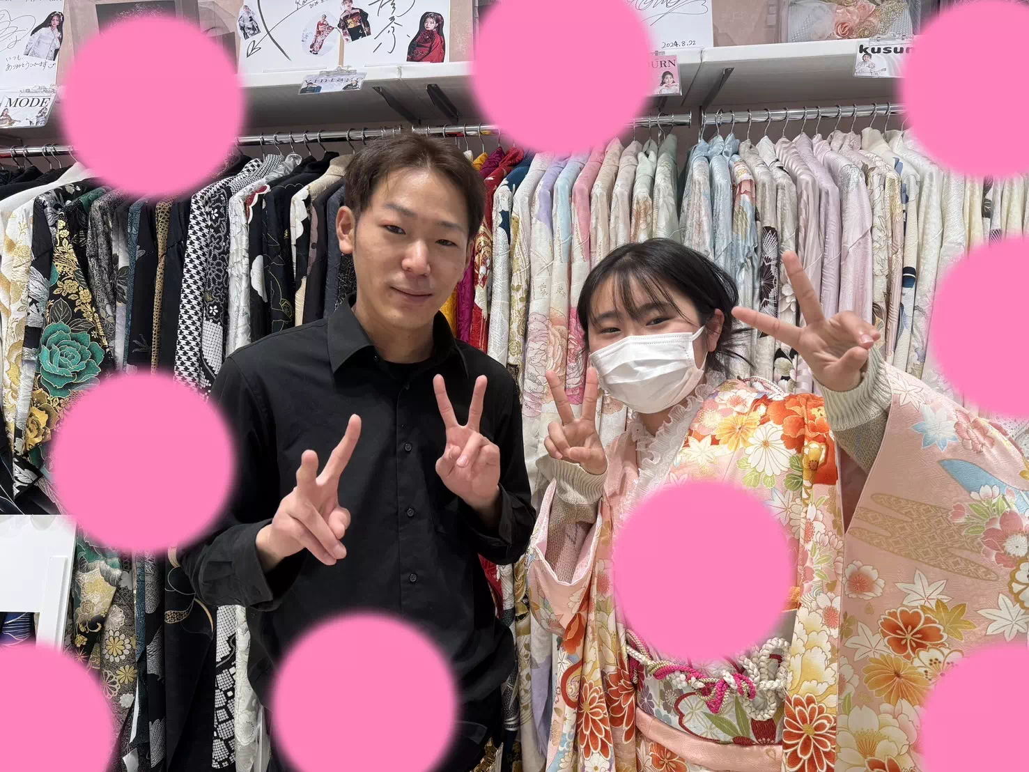 TAKAZEN神戸店　前撮り撮影会　イマドキ　カワイイ　コディネート　振袖　レンタル　安カワ　ピンク