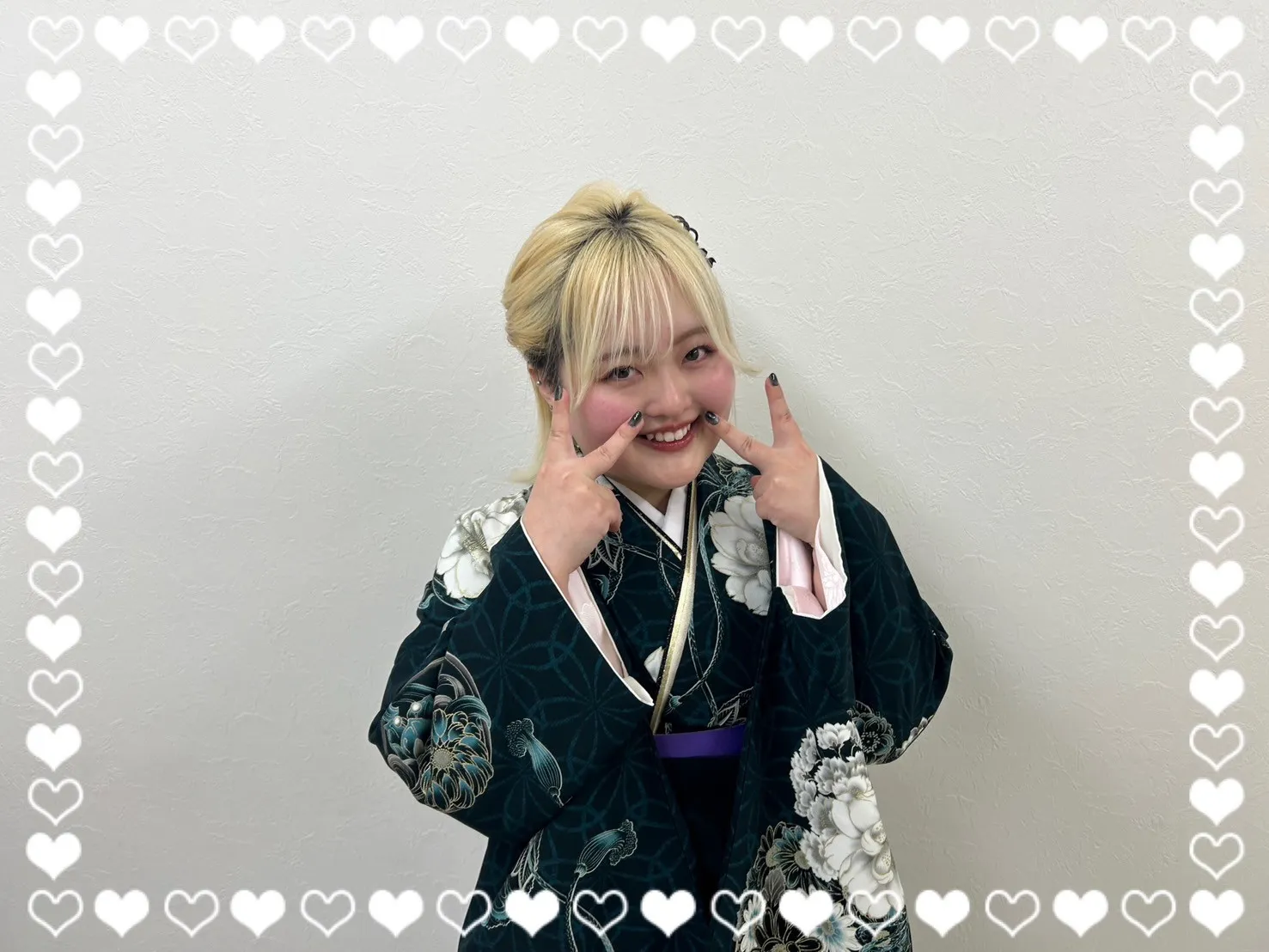 卒業式　袴　前撮り撮影会　JAPANSTYLE×中村里砂ブランド袴　ヴィンテージスタイル　緑　桜　和柄　かっこいい