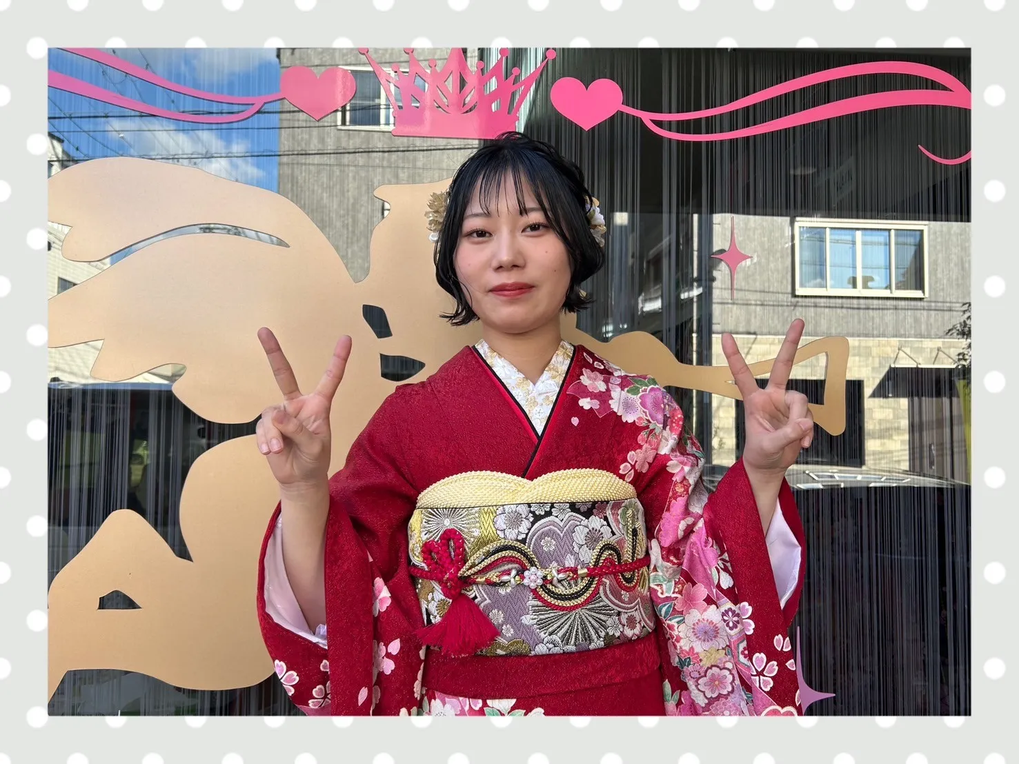 成人式　振袖　前撮り撮影会　奈良　赤古典　可愛い　小花柄　ピンク　綺麗　華やか　女の子らしい