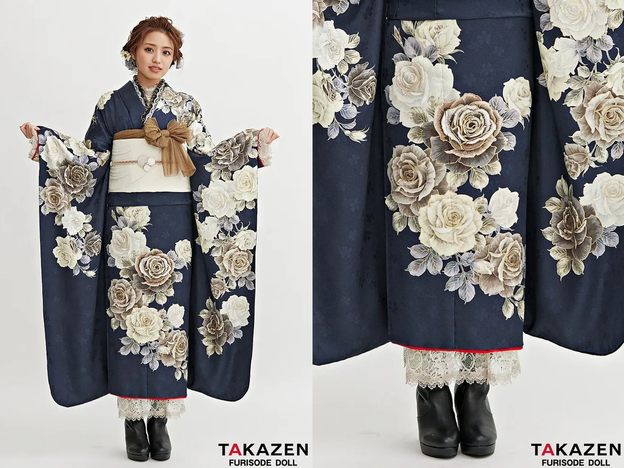 【TAKAZEN奈良店】6日♡こだわりたいお嬢様必見！レースインナーの小物が超可愛いくすみガーリーのお振袖をご紹介いたします♡