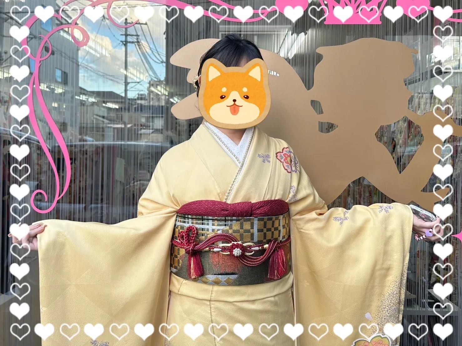 成人式　振袖　前撮り撮影会　奈良　持ち込み　かわいい　クリーム　綺麗　ママ振袖