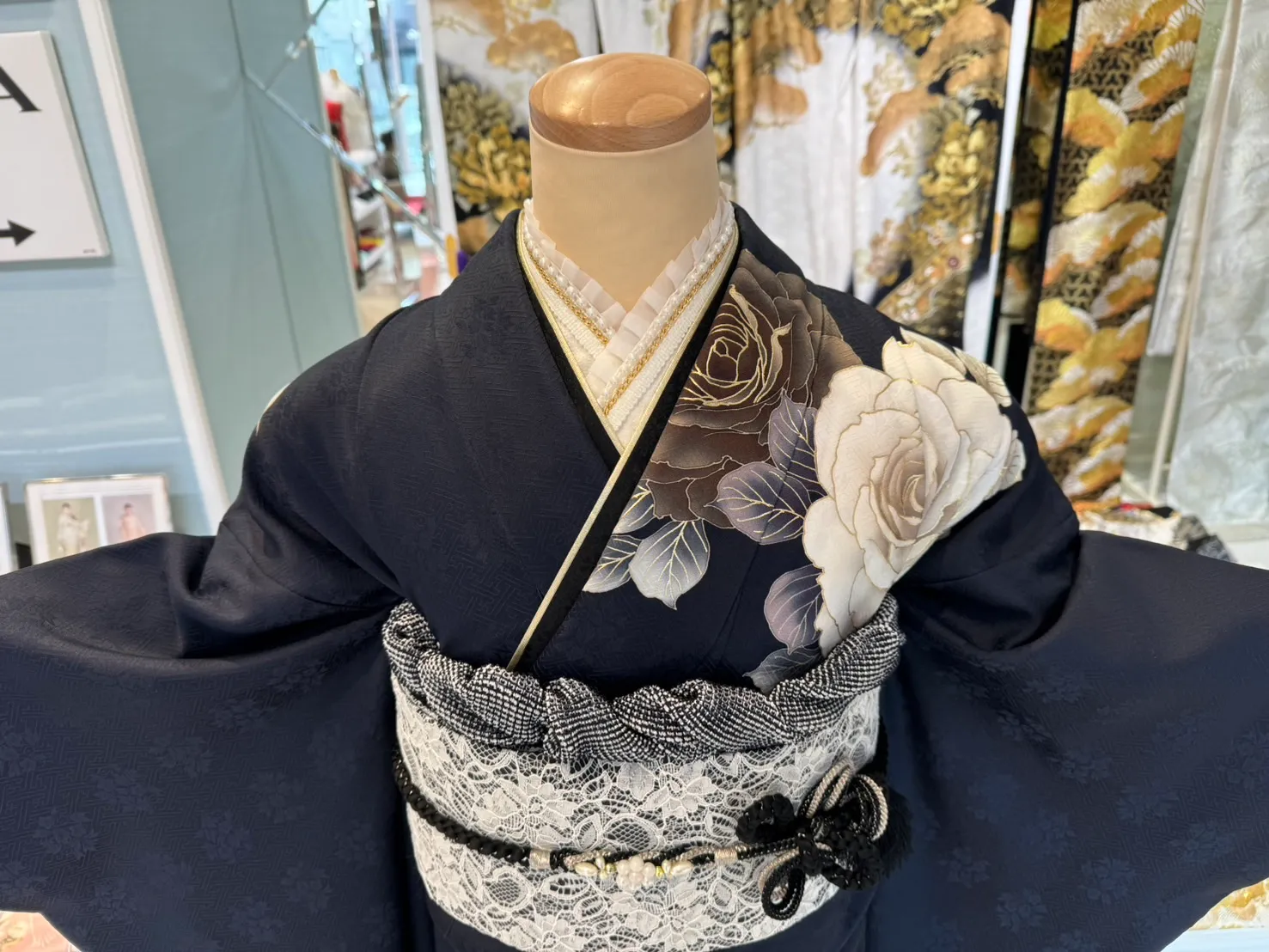 TAKAZEN　タカゼン　成人式　振袖レンタル　おしゃれ　ネイビー　紺色　無地系