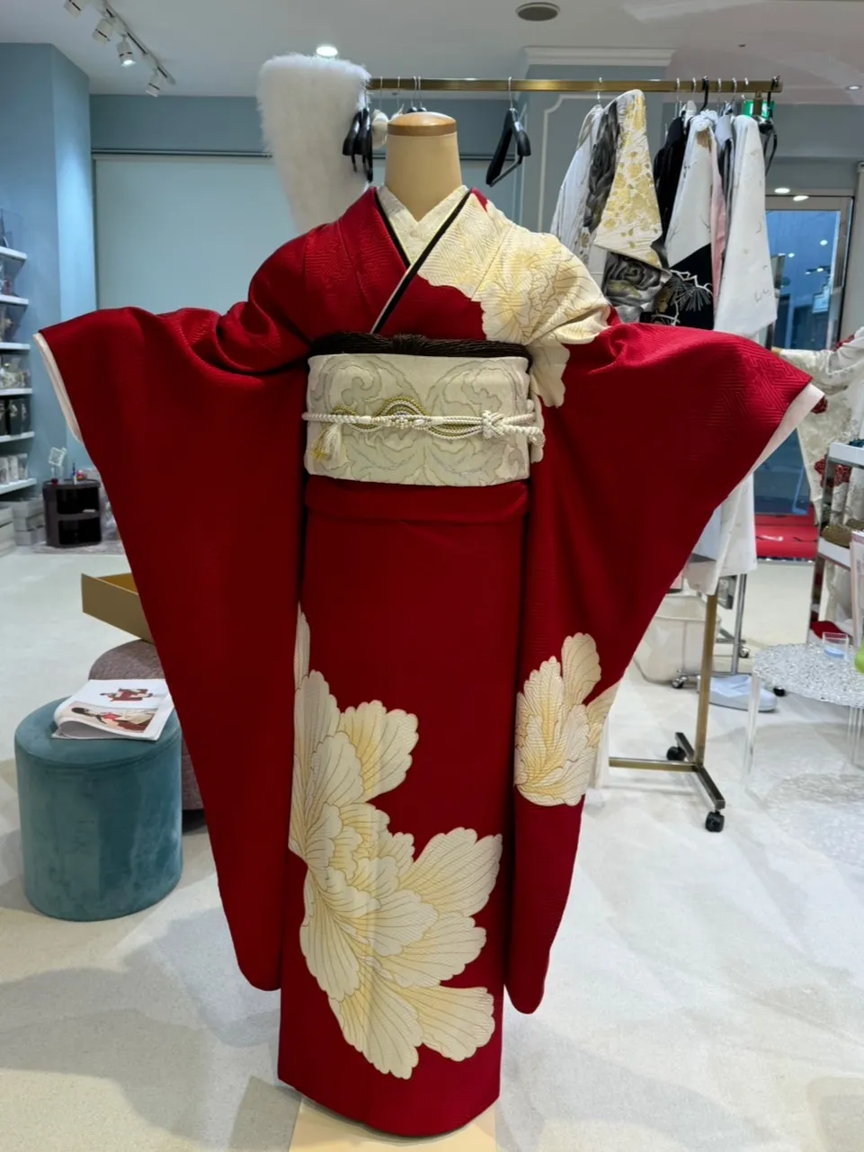 赤　ジャパンモード　シンプル　振袖　レンタル堺