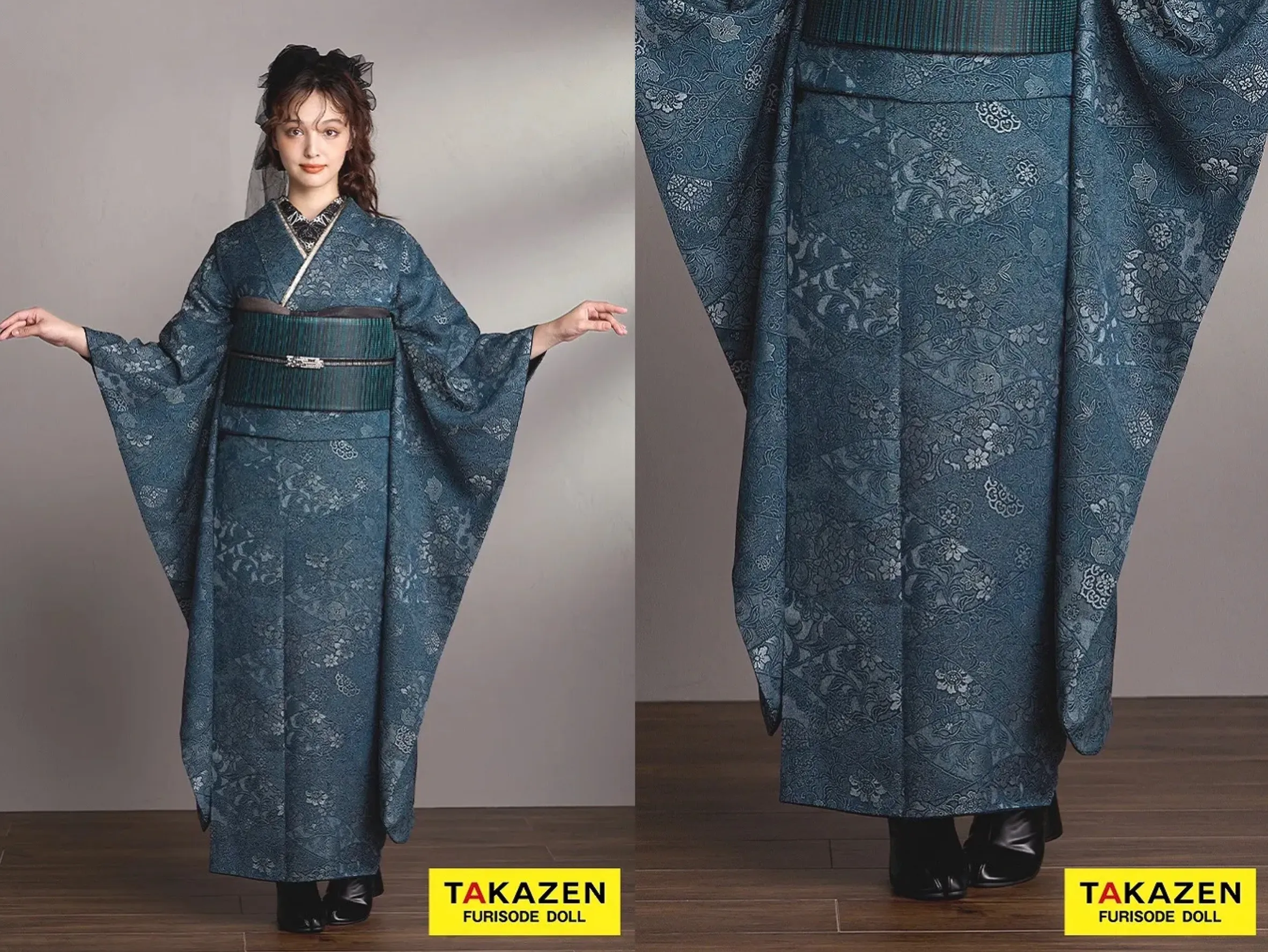 振袖　レンタル　奈良　帯　可愛い　アレンジ　華やか　綺麗　ニュースタイルデビュー“ブラックレーベル”　白/ホワイト　ジャガード生地/ケミカルレース　ビジュー付き　エレガント　リボンアレンジ【通販可】25079　ヴィンテージスタイル　エメラルドグリーン/青　無地　大人っぽい　クール　ノスタルジック　個性的　ブーツスタイル　香川るな【通販可】25030