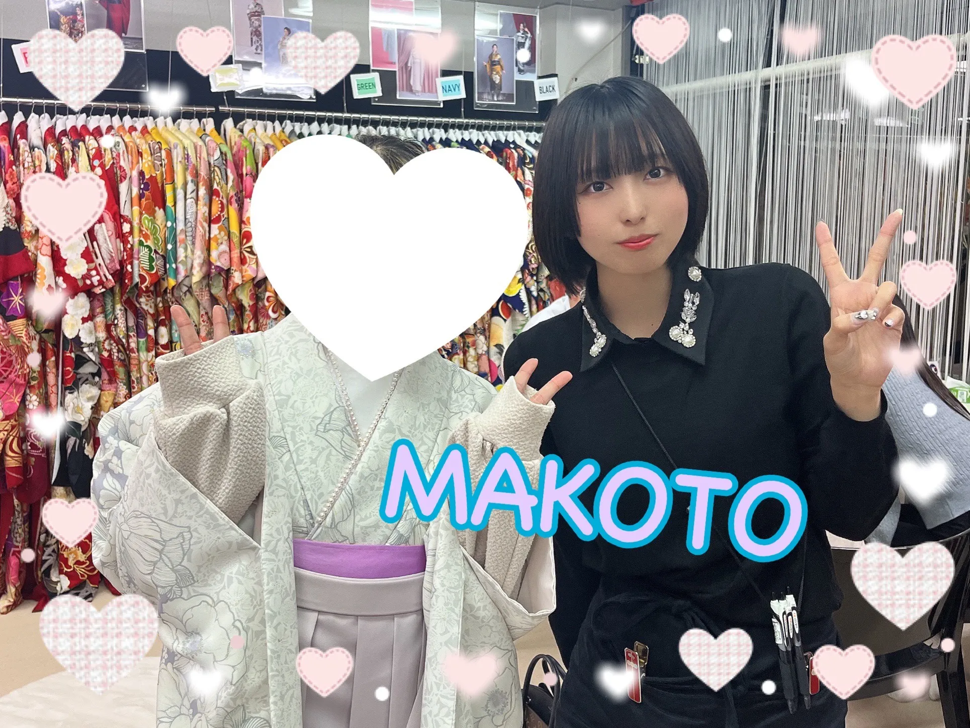振袖　レンタル　奈良玉城ティナ×紅一点ブランド袴　ラベンダー/淡い色　椿柄/総柄　シンプル　かわいい　トレンド　同系色コーデ　