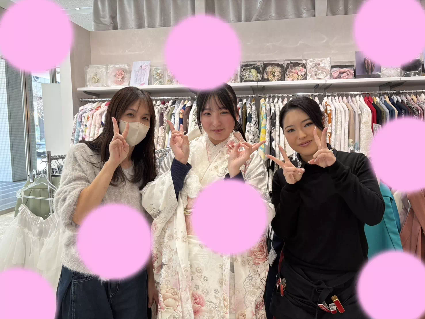 TAKAZEN神戸旧居留地店　前撮り撮影会　イマドキ　カワイイ　コディネート　振袖　レンタル　袴　　キラキラ　コスメカラー