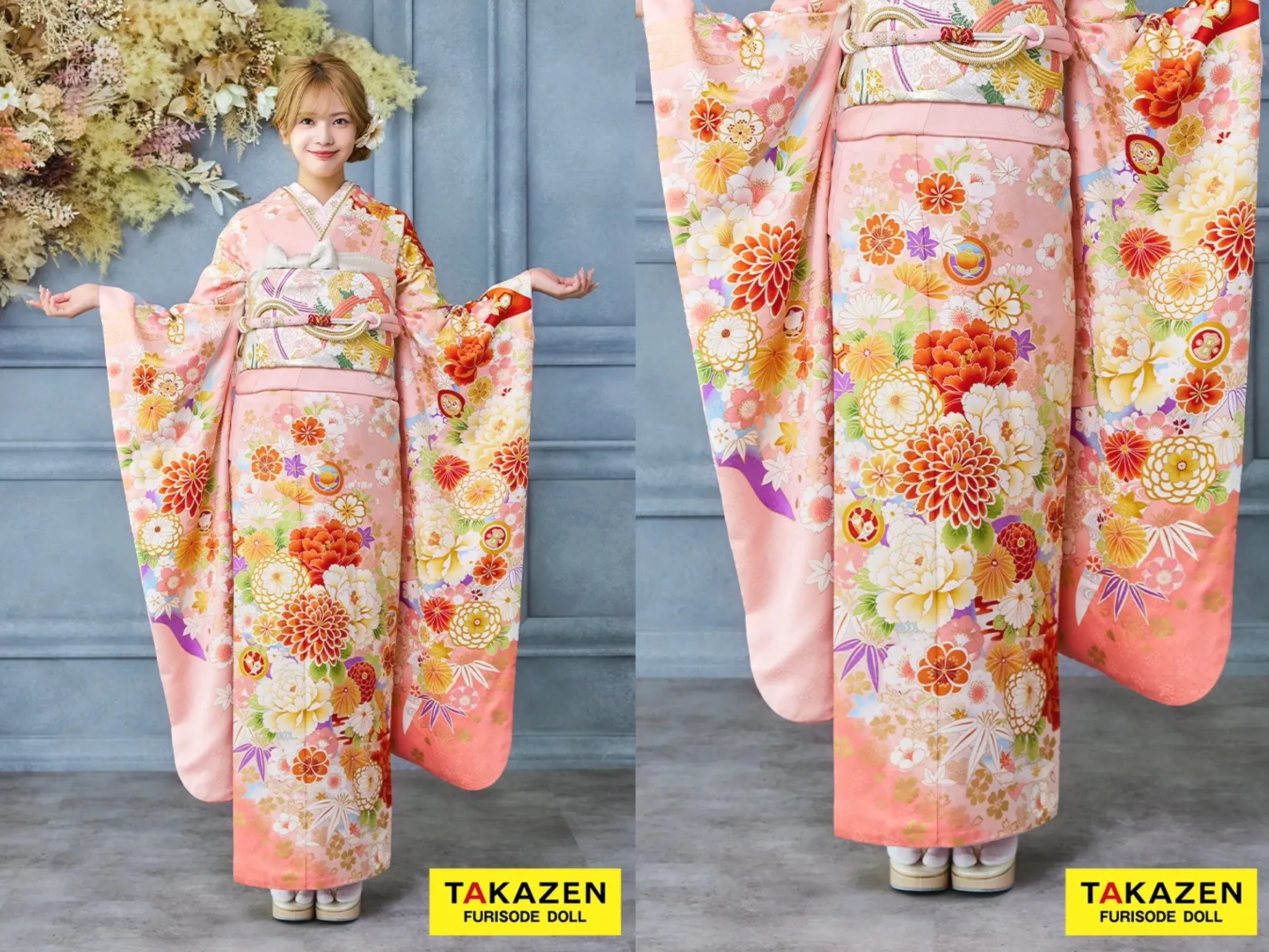 TAKAZEN奈良店　振袖レンタル奈良　木津川市　関西　レンタル奈良　安い！正統派古典　ピンク　菊柄　かわいい　はんなり　上品　おしとやか【通販可】32171