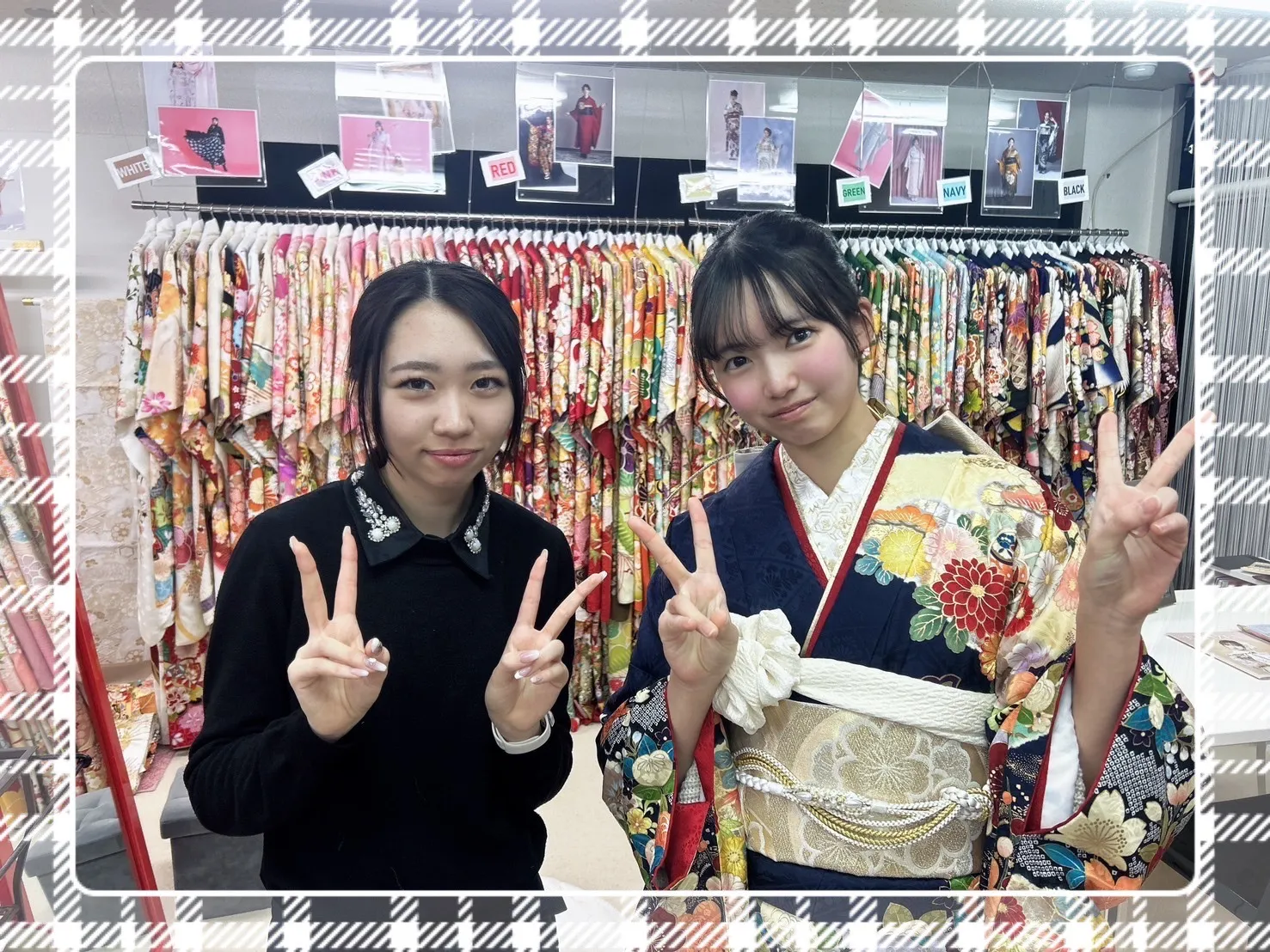 奈良振袖レンタル　紺　古典　かわいい　綺麗　成人式