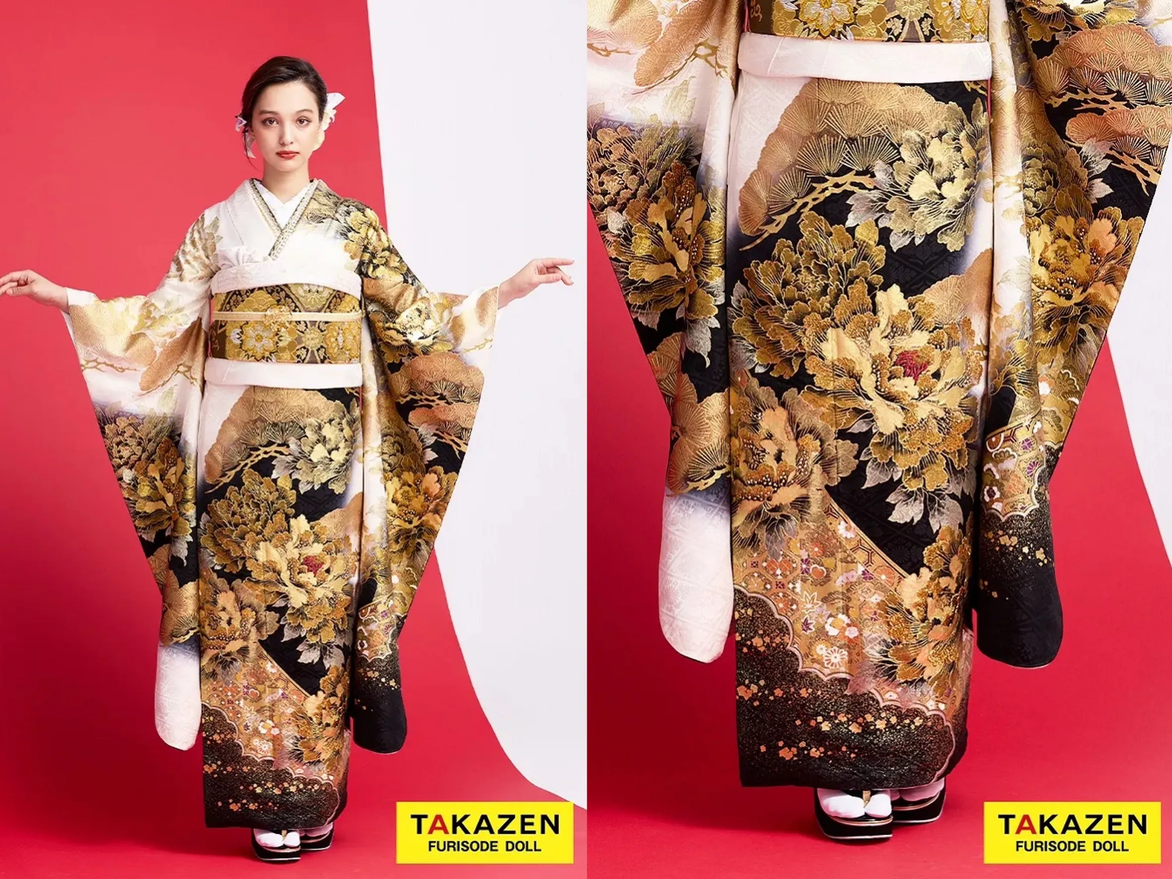振袖　レンタル　奈良　帯　可愛い　アレンジ　華やか　綺麗　ジャパンモード　黒/シルバー(銀色)　本物龍柄一番人気　目立つ　オリジナル　派手　ギラギラ　いかつい　今井アンジェリカ【通販可】21045　ジャパンモード　白/黒/金(ゴールド)　牡丹柄　花魁風　渋い　レディース　派手振袖　いかつい　目立つ　大人っぽい　クール　キラキラ　香川るな【通販可】31115