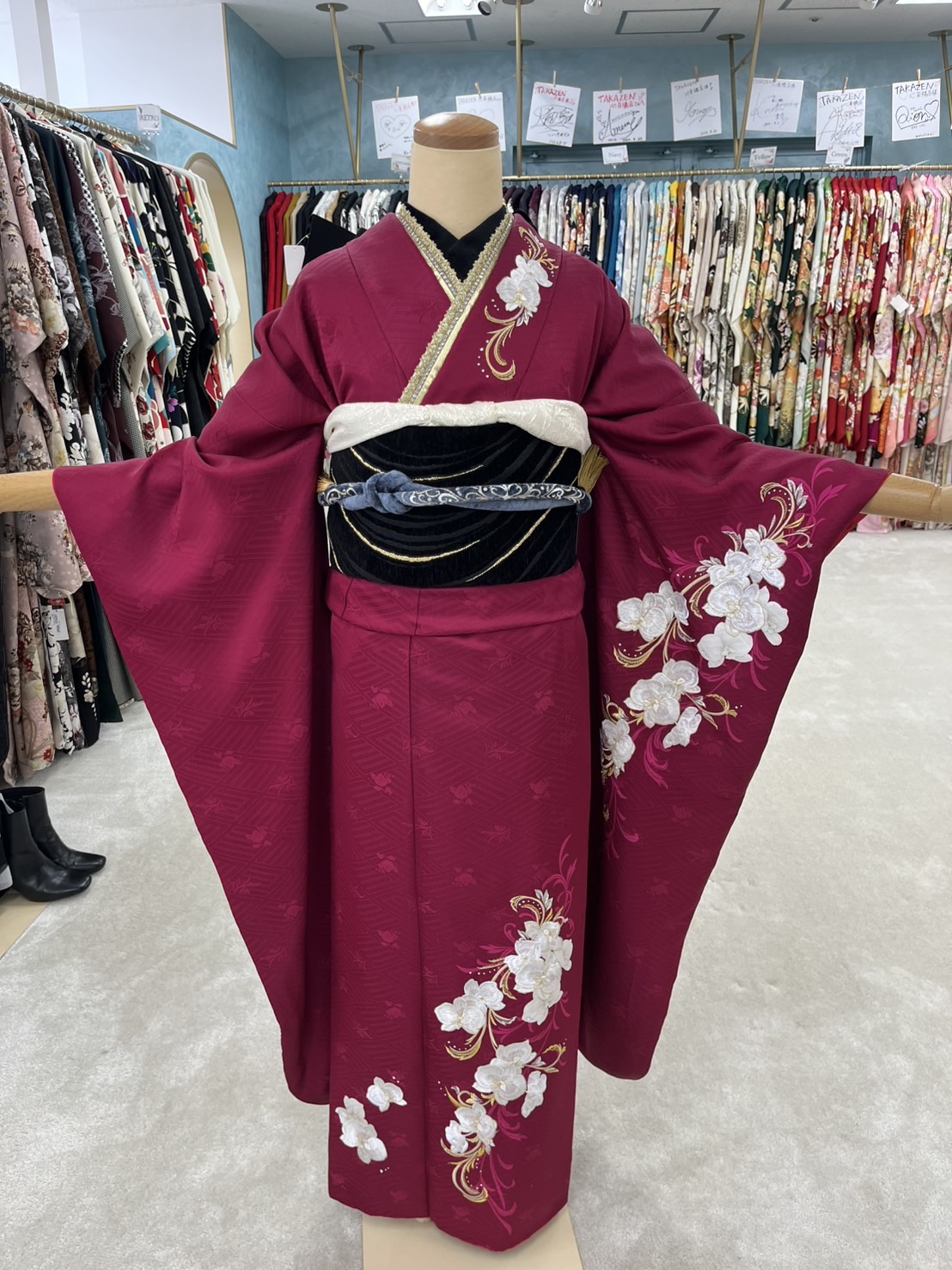 ヴィンテージスタイル　紫/ワインレッド　無地　シンプル　個性的　目立つ　かっこいい　かぶらない　派手