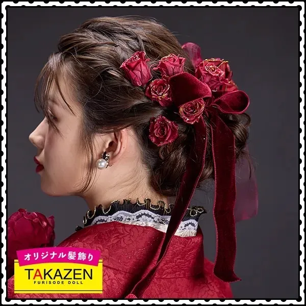 TAKAZEN　タカゼン　成人式振袖レンタル　髪飾り　リボン　バラ　洋風　かわいい