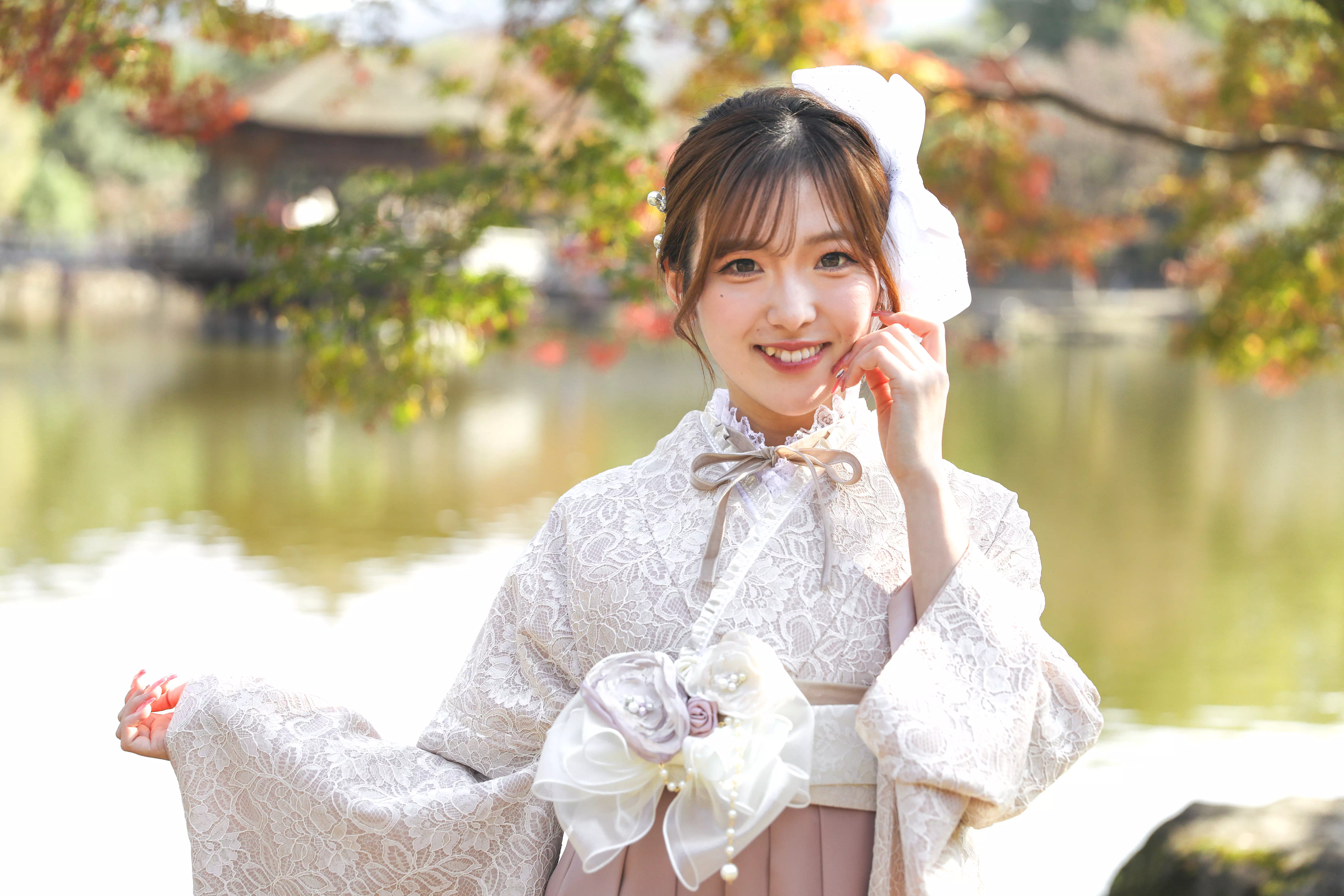 TAKAZEN神戸店　袴　袴レンタル　神戸　イマドキ　かわいい　ブーツ　被らない　フリフリ　レース　ピンク　