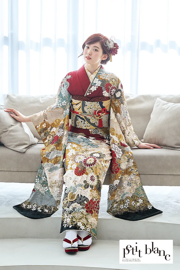 TAKAZENのレンタル振袖 正統派古典　赤　菊柄　王道　綺麗　上品　柄小さめ　定番　はんなり【通販可】K1209
