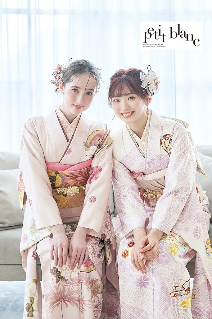 TAKAZENのレンタル振袖 正統派古典　ピンク/淡い色　鞠柄　絞り風　かわいい　上品　はんなり　おしとやか【通販可】K1210