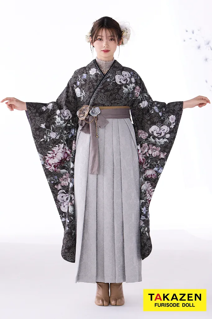 袴レンタル　卒業式　なんば　心斎橋　天王寺　新作袴　カワイイ　お花　黒