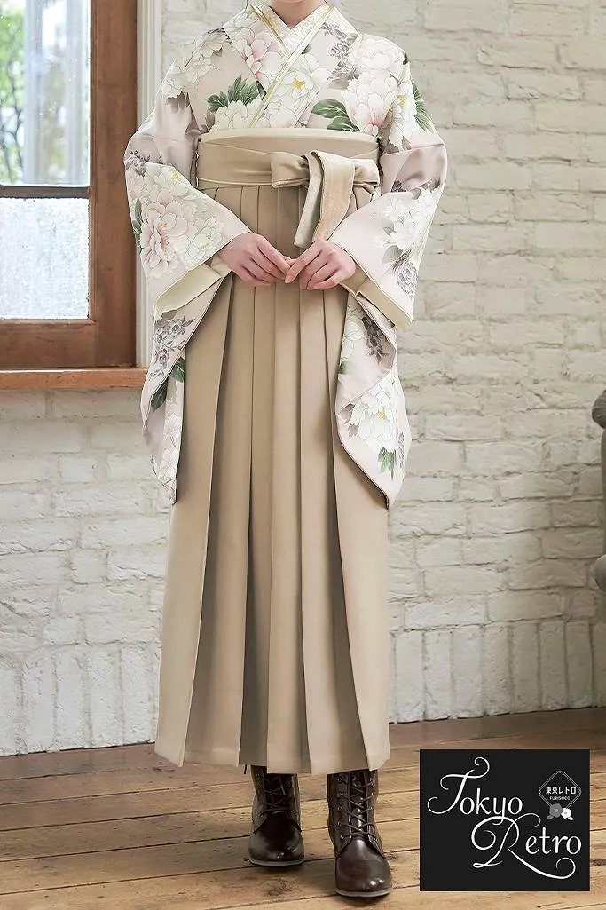 TAKAZENのレンタル袴 東京レトロブランド袴　ピンク/淡い色　牡丹柄　かわいい　古典柄　きれいめ　ブーツスタイル　マーシュ彩【通販可】R26073