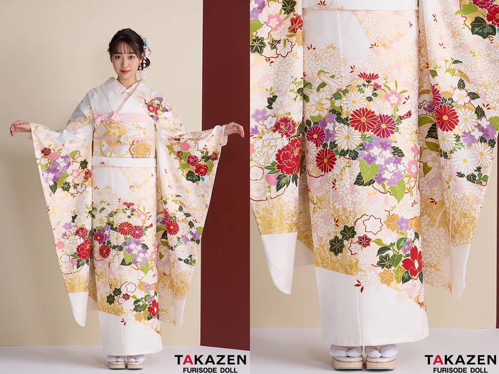 振袖　レンタル　奈良　帯　可愛い　アレンジ　華やか　綺麗　プレミアム古典　吉澤織物/最高級金彩手描友禅　水色　さわやか　綺麗　透明感のある振袖　高級古典　南琴奈【通販可】23022　プレミアム古典　青柳/最高級絞り手描友禅　白　菊柄　上品な振袖　綺麗　柄小さめ　かわいらしい　藤岡舞衣【通販可】26047