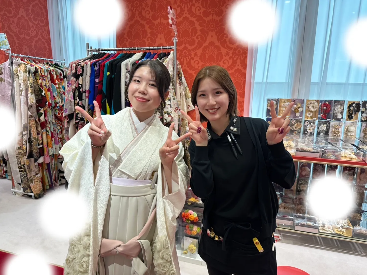 成人式　前撮り　梅田　袴　卒業式　くすみ　白