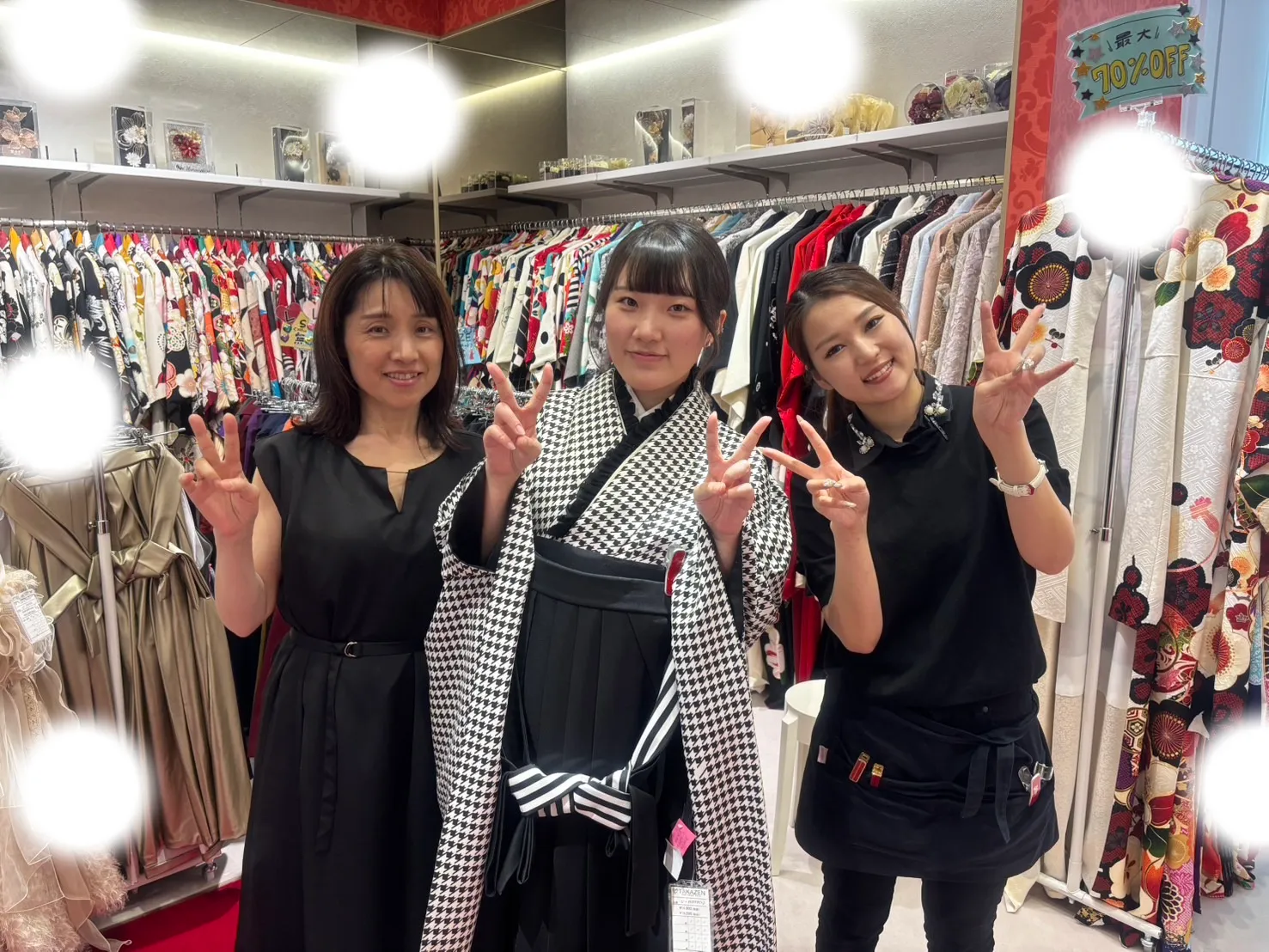 【TAKAZEN大阪梅田本店】♡30日　大阪梅田で千鳥柄のモノトーン袴姫ちゃん♡