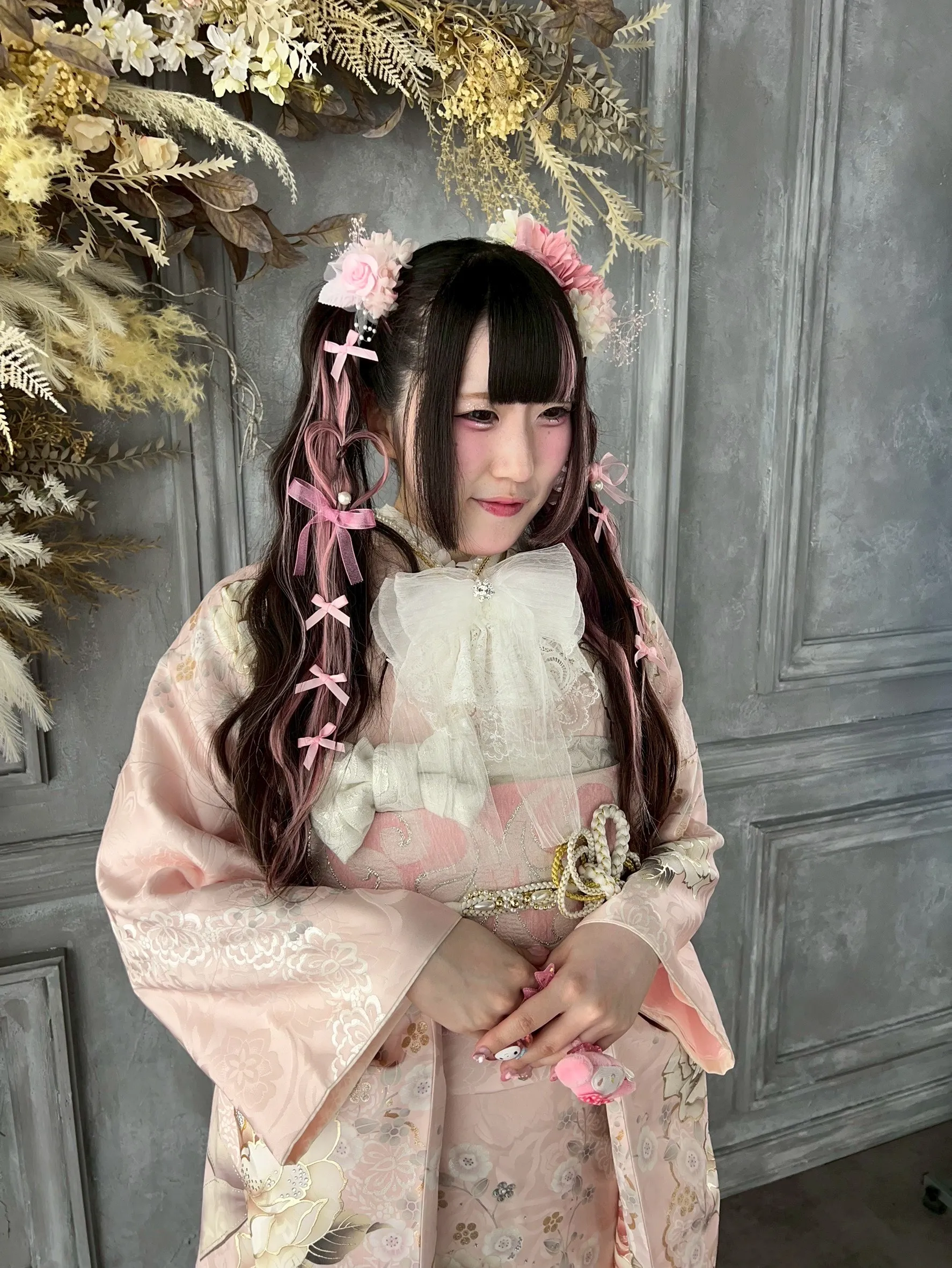 成人式　前撮り　梅田　袴　くすみカラー　かわいい　イマドキ　淡色　古典　タカゼン　撮影