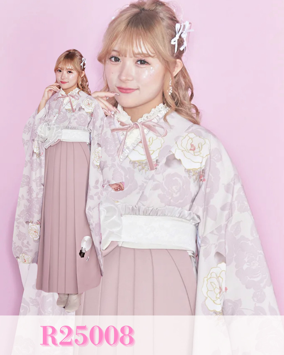 最新作くすみカラーガーリー　ピンク/かわいい　薔薇柄　フェミニン　おしゃれ　かわいい　トレンド　ブーツスタイル【通販可】R25008