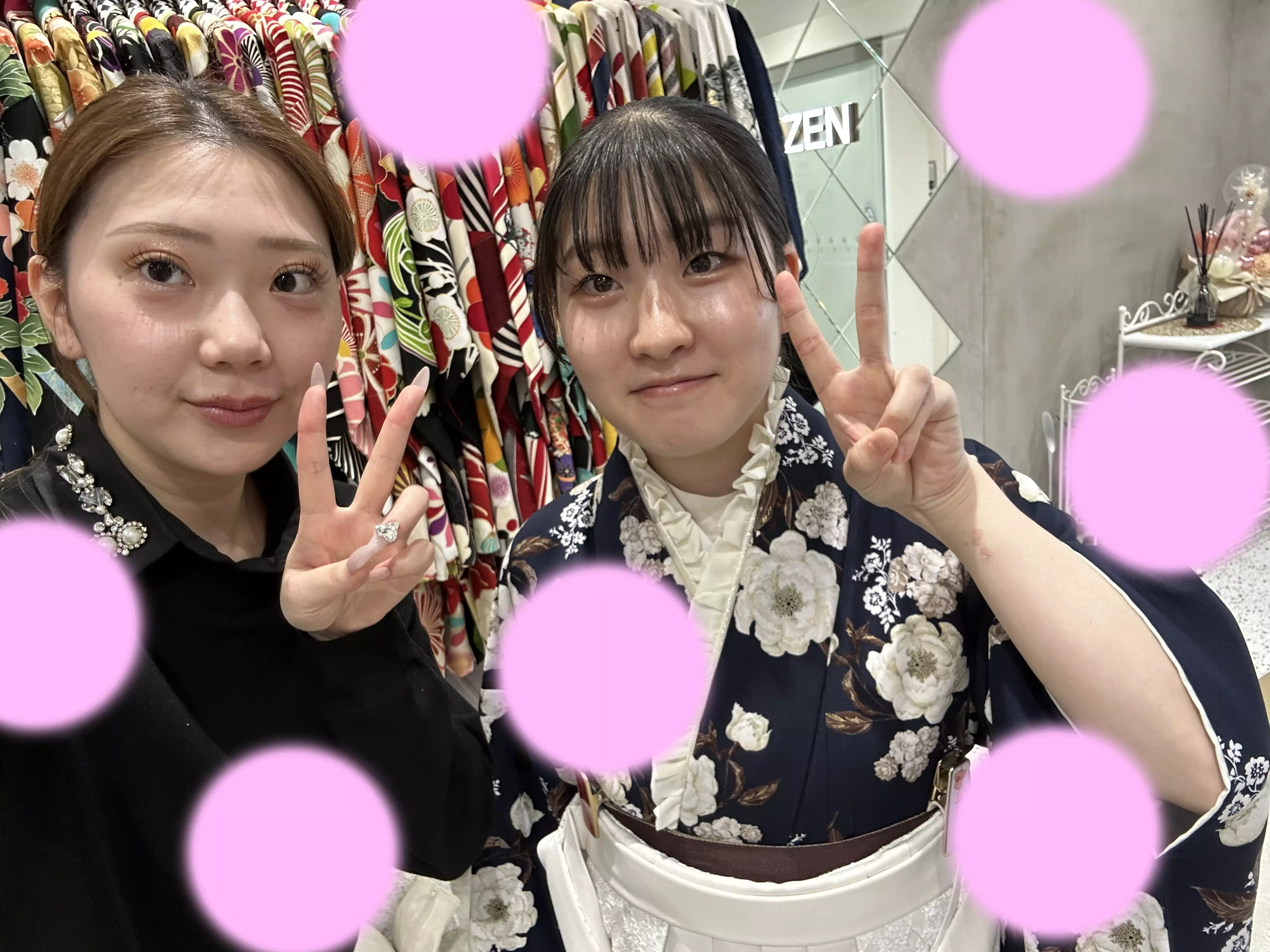 TAKAZEN姫路店　姫路市　卒業式　袴　チェック　チョーカー　リボン　黒　