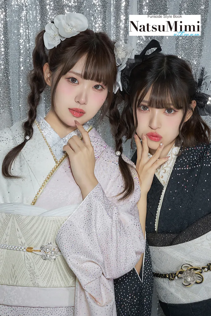TAKAZENのレンタル振袖 NatsuMimiブランド振袖　無地　黒　キラキラ　グリッター　シンプル　目立つ　かっこいい【通販可】K1243