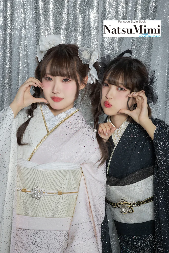 TAKAZENのレンタル振袖 NatsuMimiブランド振袖　無地　黒　キラキラ　グリッター　シンプル　目立つ　かっこいい【通販可】K1243