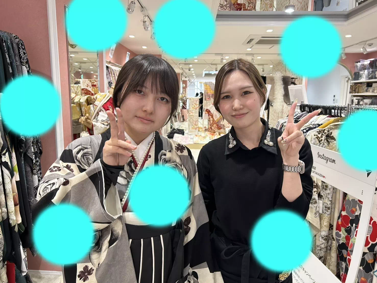 TAKAZEN姫路店　姫路市　卒業式　袴　チェック　チョーカー　リボン　黒　