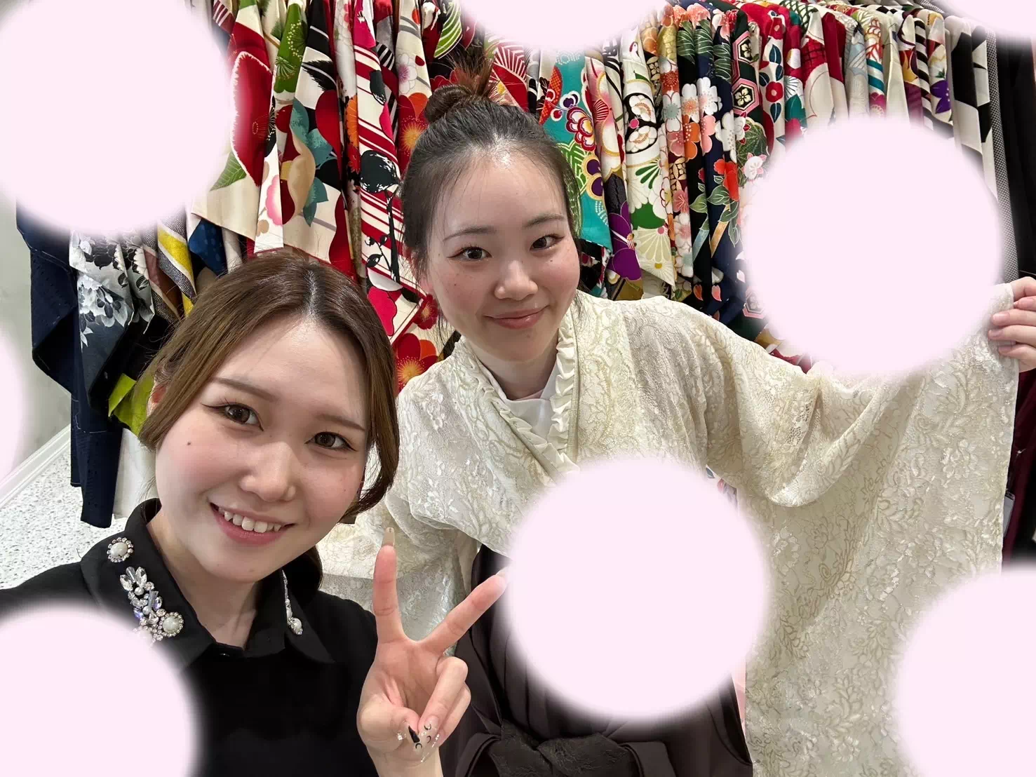 TAKAZEN姫路店　姫路市　成人式　卒業式　袴　振袖　イマドキ振袖　キラキラ　ヘップバーン　　白　金